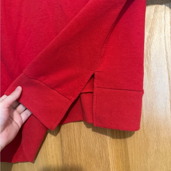Women’s Red 1/4 Zip Pullover w/ Side Slits - Picture 3 of 6